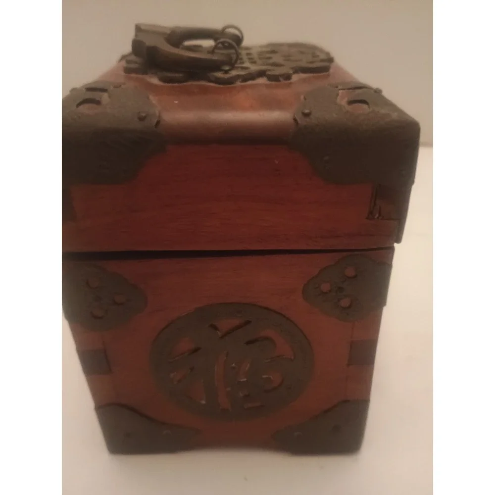 Vintage Wood & Metal Storage Box Original Old Hand Crafted 5